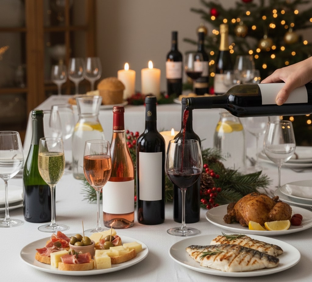 El Vino en la Mesa de Navidad
