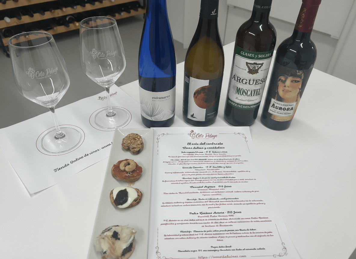 Cata vinos dulces maridaje Coto Pelayo